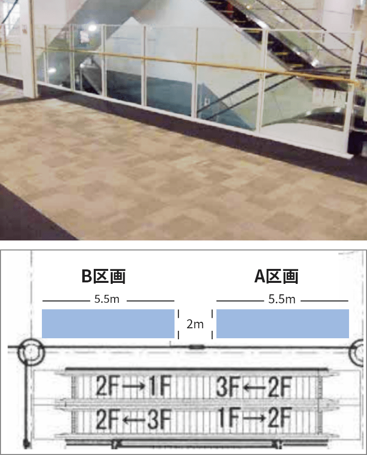 2F中央エスカレーター前（A&B）のイメージ