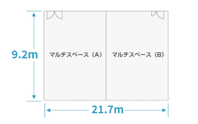 奥行9.2m、横幅21.7mのオープンスペース（A＋B）のイメージ